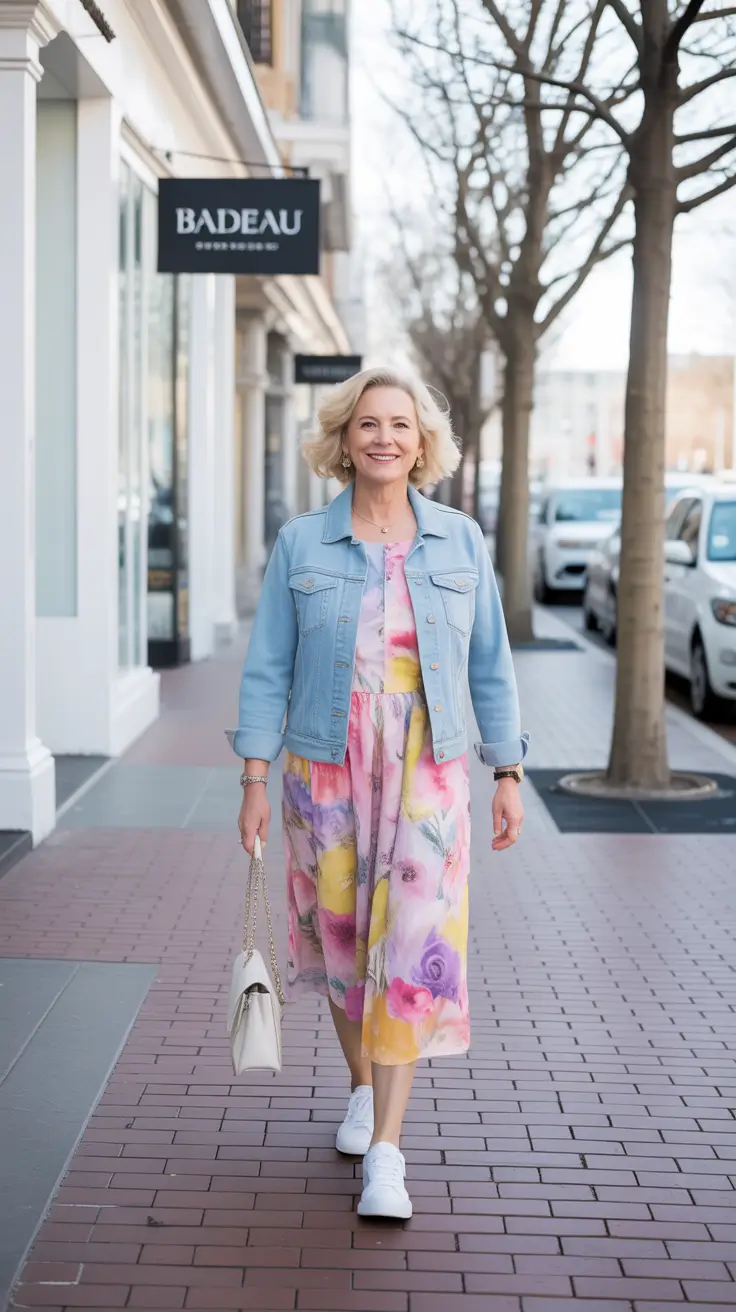 Effortless spring dressing over 50 2026 Soft Denim and Florals for a Fresh Spring Stroll