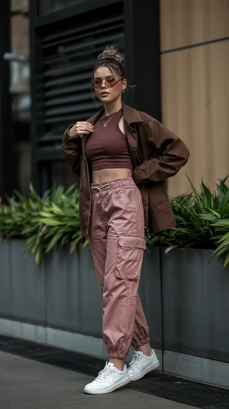 effortless spring going out outfits 2026 Tonal Streetwear Warmth for Spring Night Casual Plans