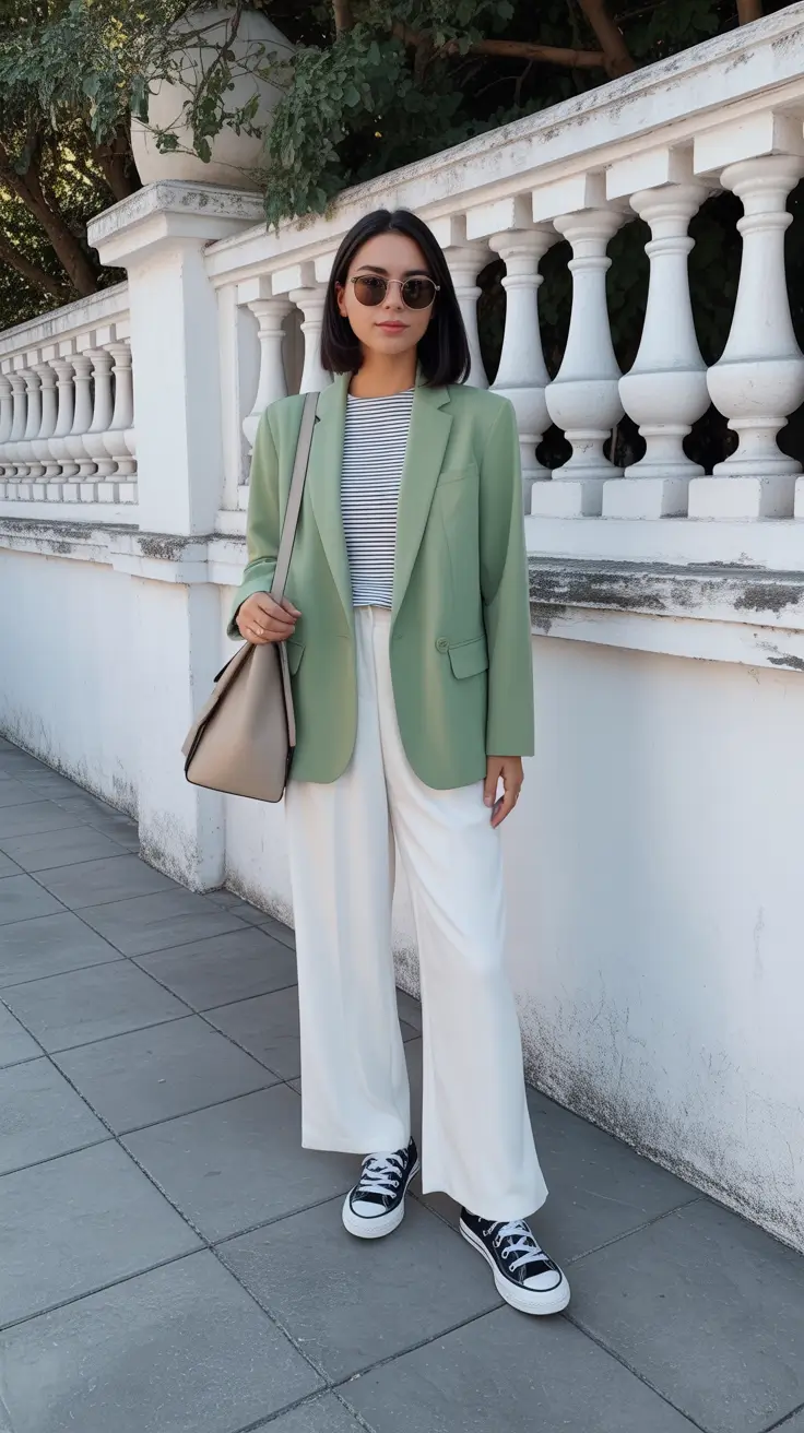 effortless spring going out outfits 2026 Mint Blazer Ease for Chic Casual Nights
