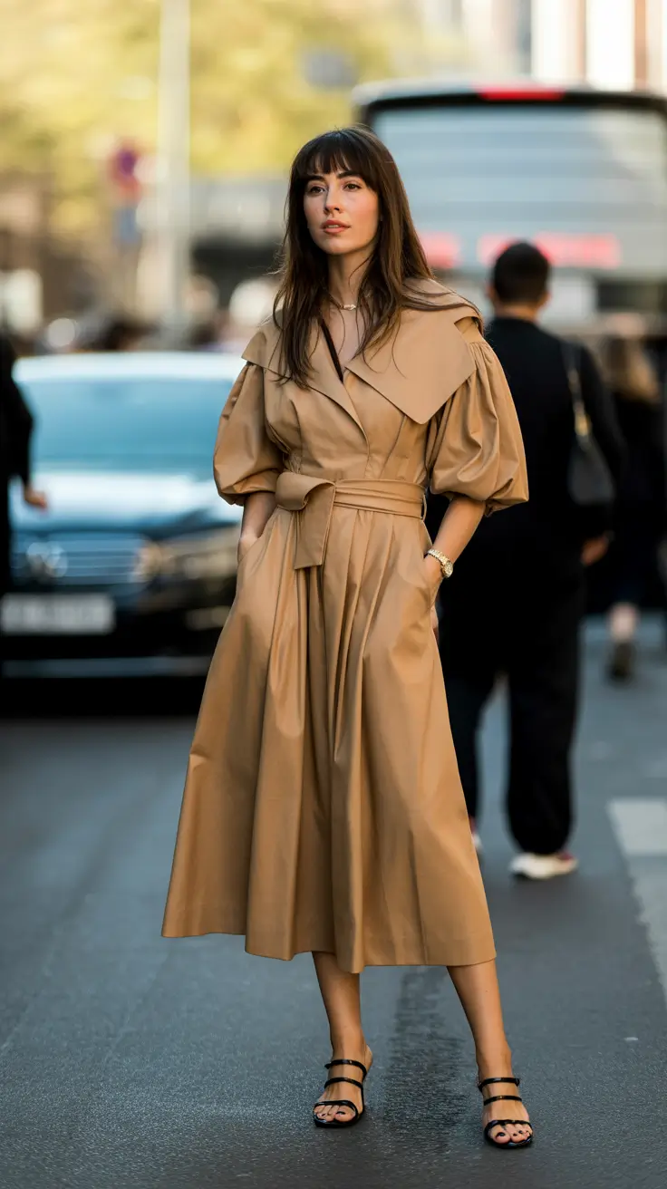 spring office outfits 2026 Soft Camel Drama With Modern Volume