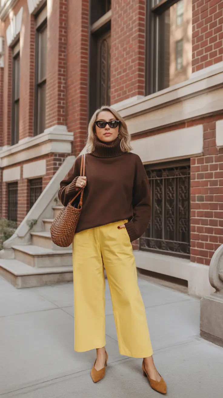 spring outfits women over 40 2026 Warm Neutrals With a Joyful Pop of Color