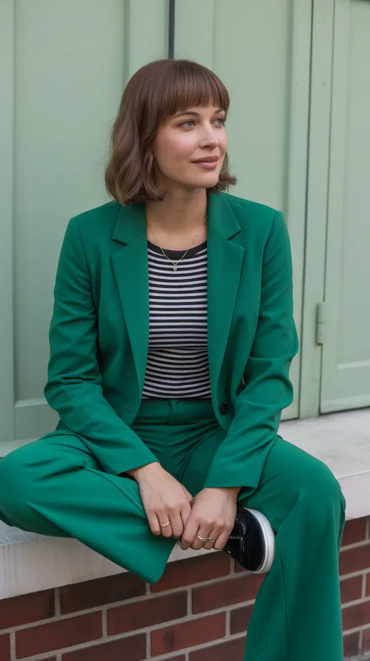 spring outfits women over 40 2026 Fresh Green Tailoring With a Casual Twist