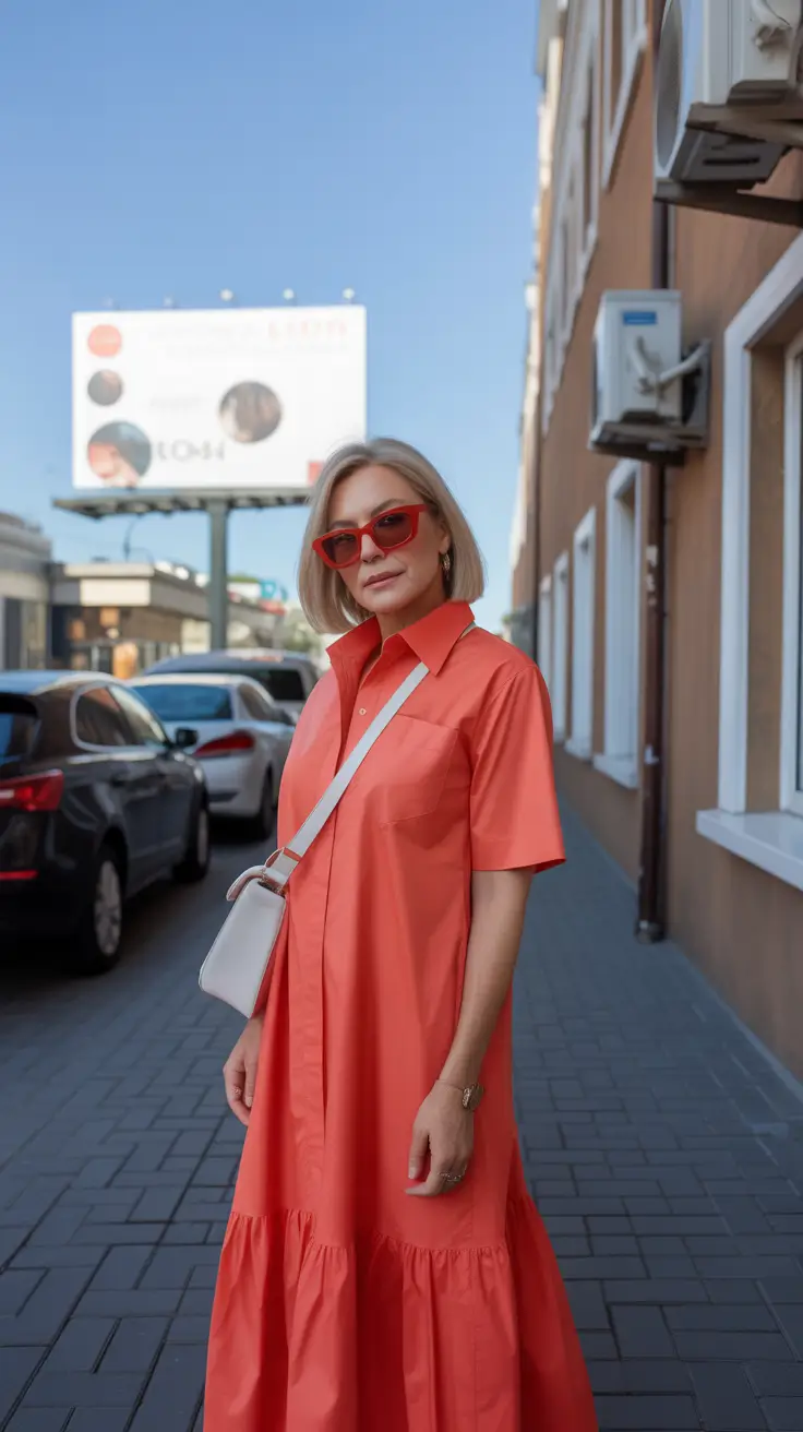 spring outfits for women over 50 2026 Bright Coral for a Confident Spring Moment