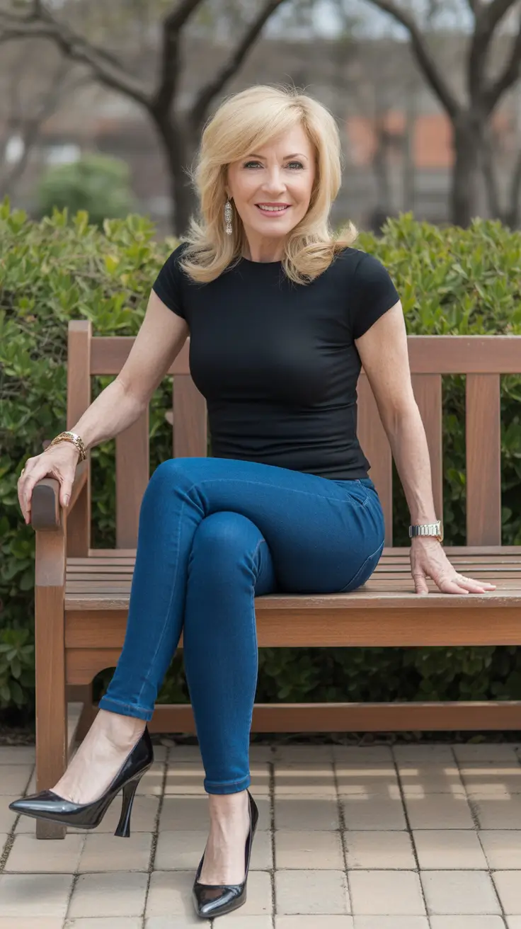 spring outfits for women over 50 2026 Sleek Monochrome Lines With Timeless Heels