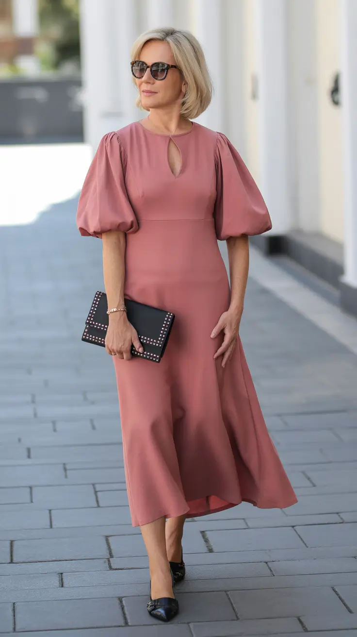 spring outfits for women over 50 2026 Soft Romance in Blush With Architectural Sleeves