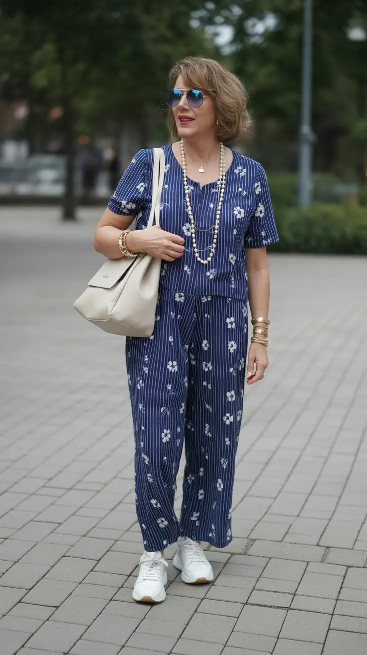 spring outfits for women over 50 2026 Navy Coordination With Sporty Ease