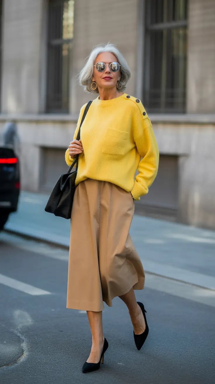 Effortless Spring Outfits for Women Over 60 2026 Sunny Sweaters and Chic Neutrals in Motion