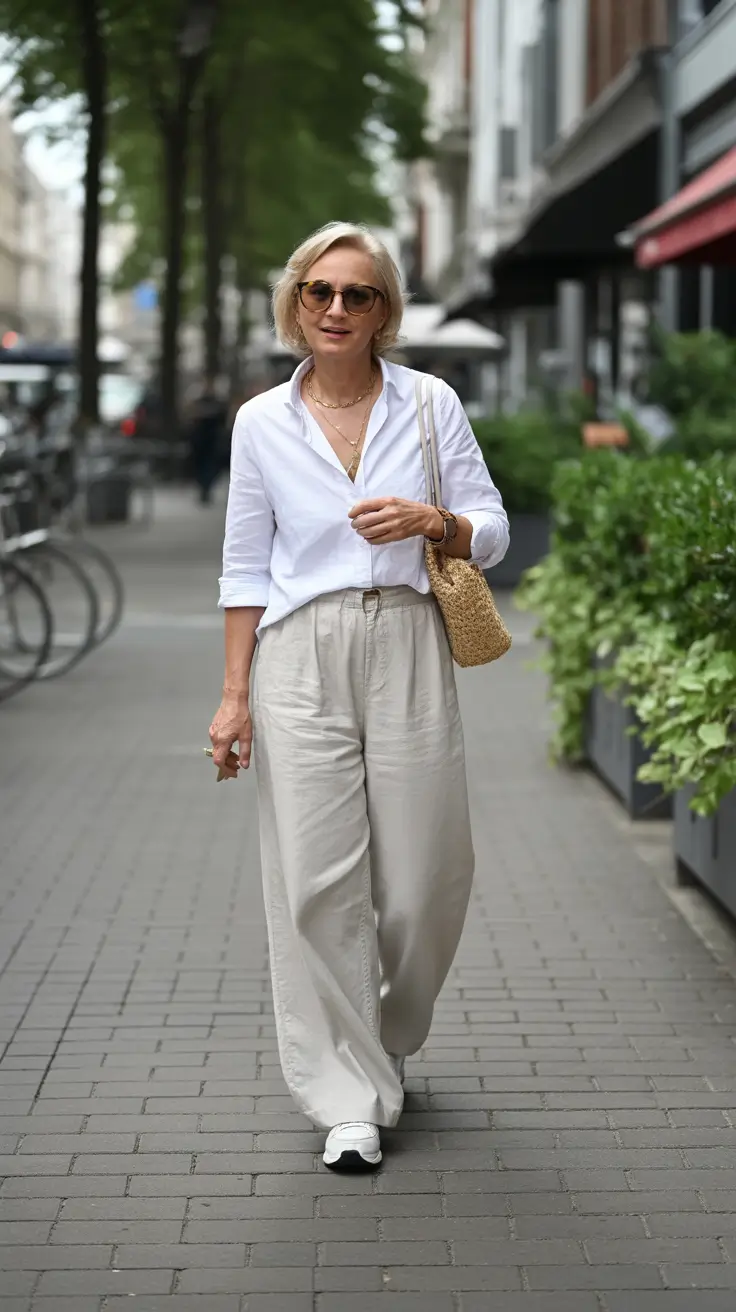 Effortless Spring Outfits for Women Over 60 2026 Crisp Whites and Relaxed Neutrals in Motion