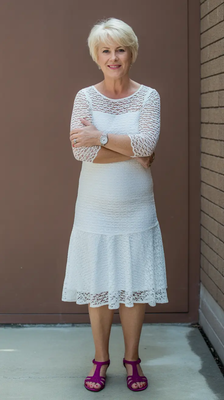 Effortless Spring Outfits for Women Over 60 2026 Light Lace with a Pop of Color