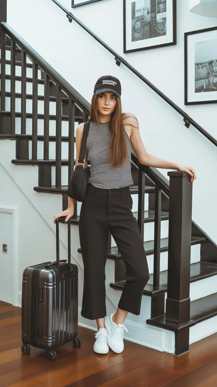 effortless spring travel outfits 2026 Monochrome Airport Confidence