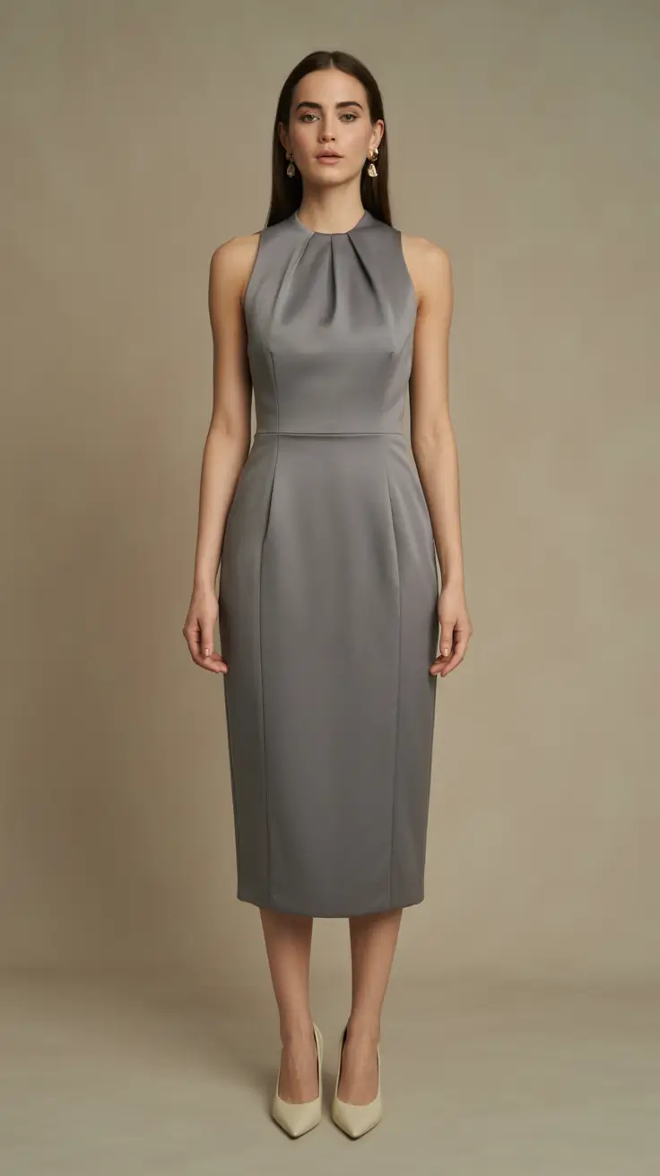 effortless spring wedding outfit 2026 Smoky Satin Sophistication for a Modern Minimalist Look