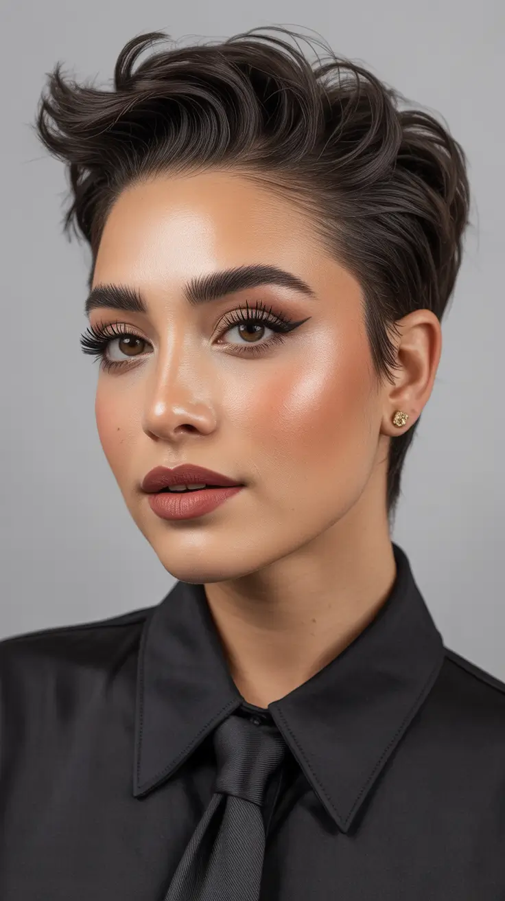 February Haircuts trends 2026 Short Textured Pixie With Volumized Crown