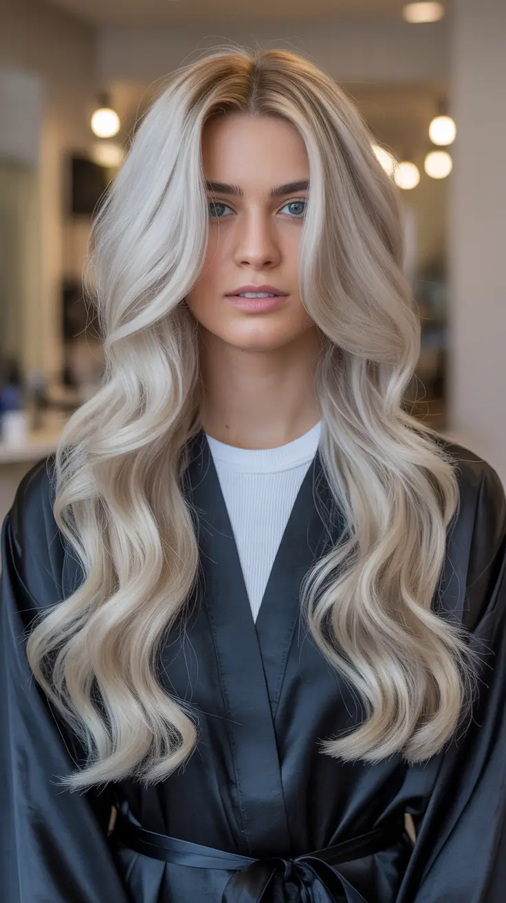 February Haircuts trends 2026 Platinum Winter Waves With Soft Bright Pop
