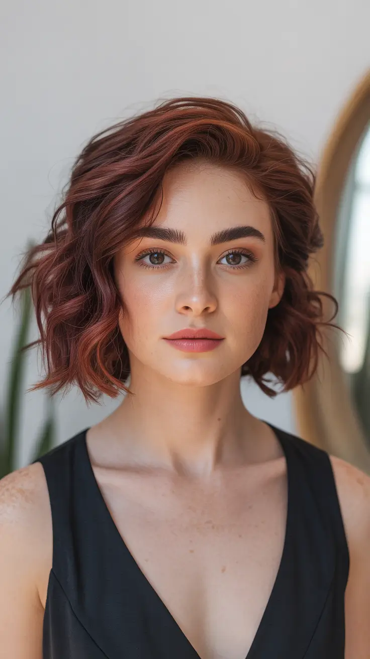 February Haircuts trends 2026 Short Copper Waves With Structured Texture