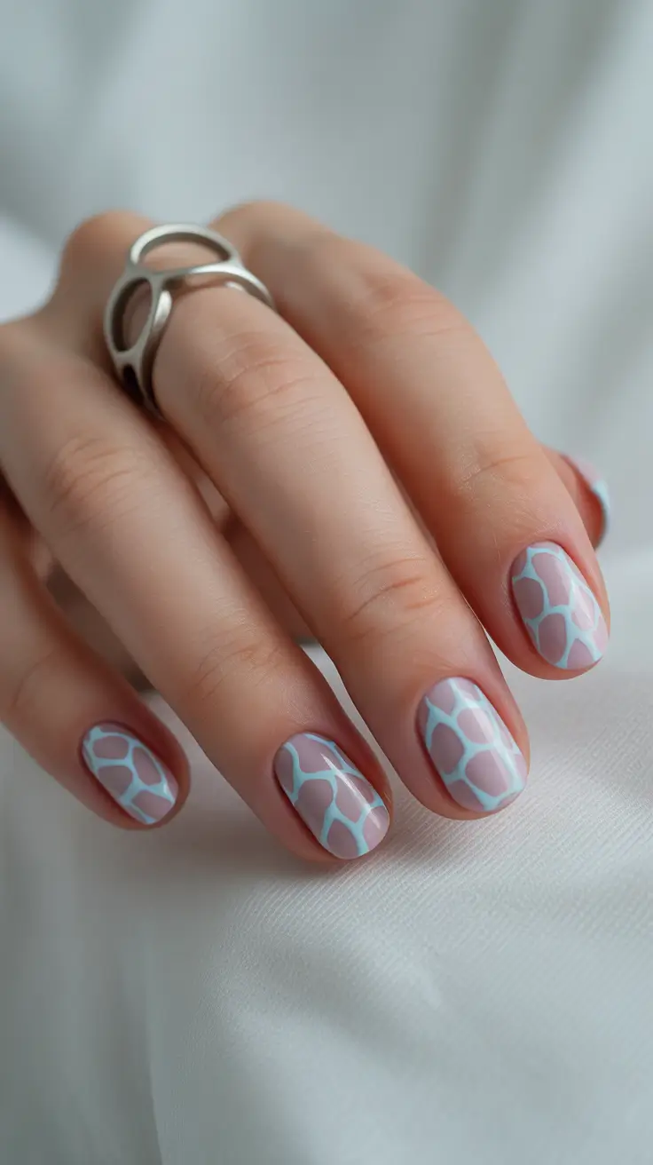 february nails 2026 Soft Pastel Mosaic Short Nails