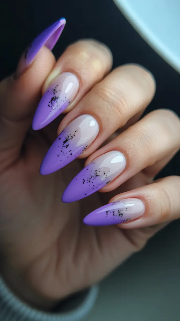 february nails 2026 Lavender Fade With Modern Speckle