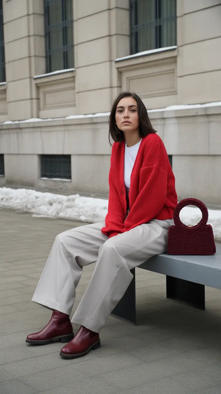 February outfits trends 2026 Soft Red Confidence