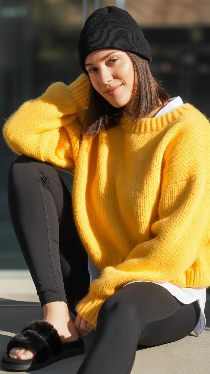 February outfits trends 2026 Sunny Yellow Knit