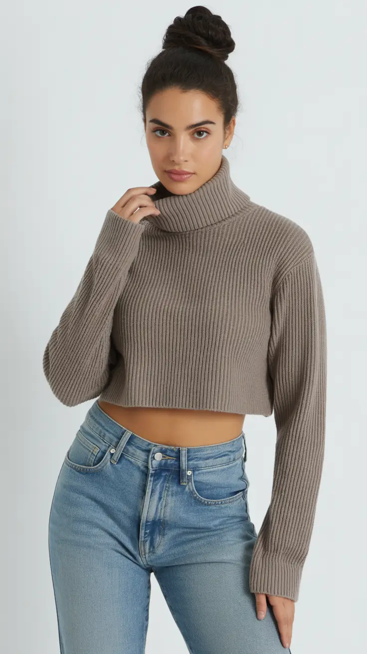 February outfits trends 2026 Cropped Knit and Jeans