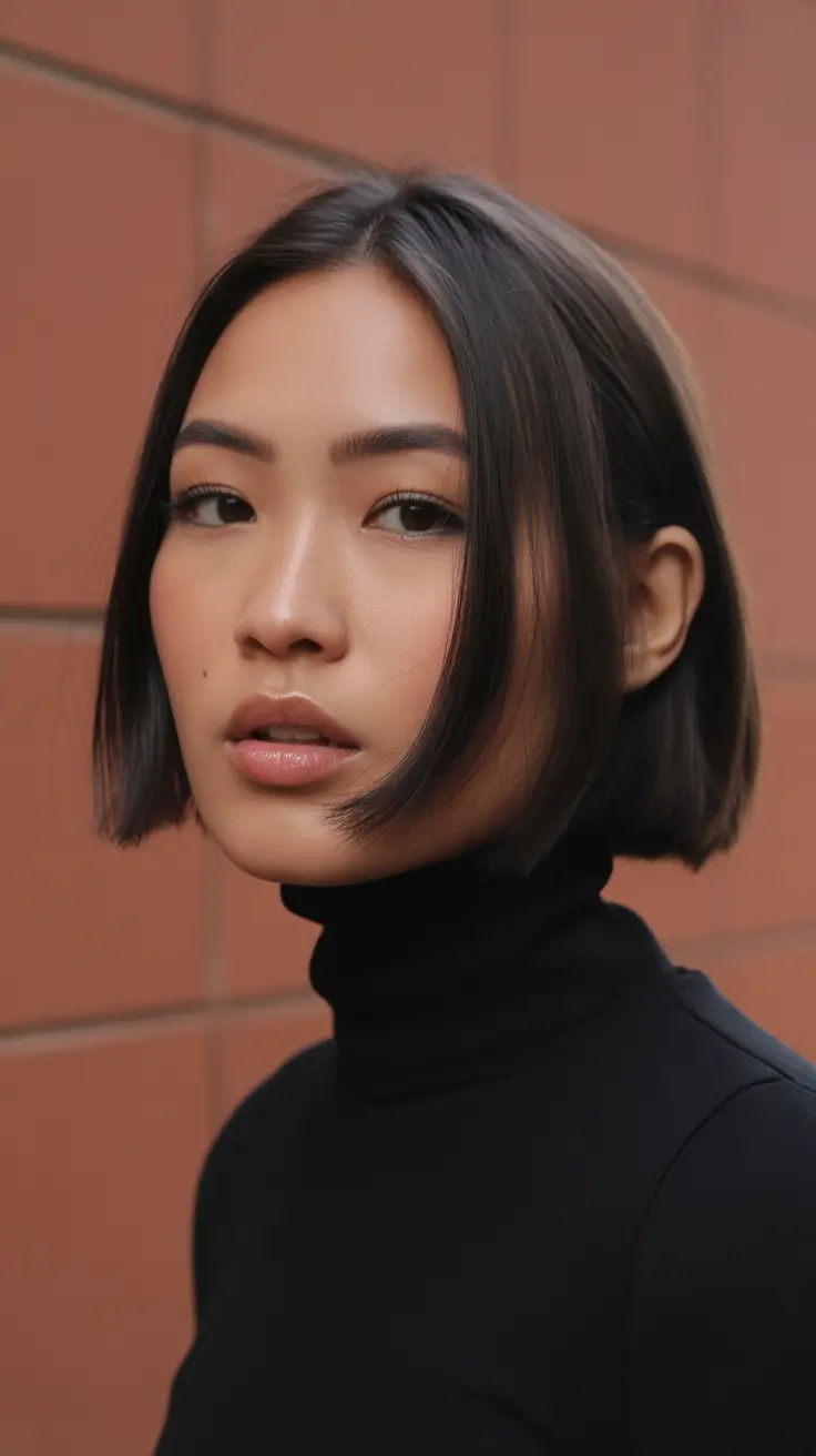 spring hair trends 2026 Minimalist Chin-Length Bob With Precise Edges