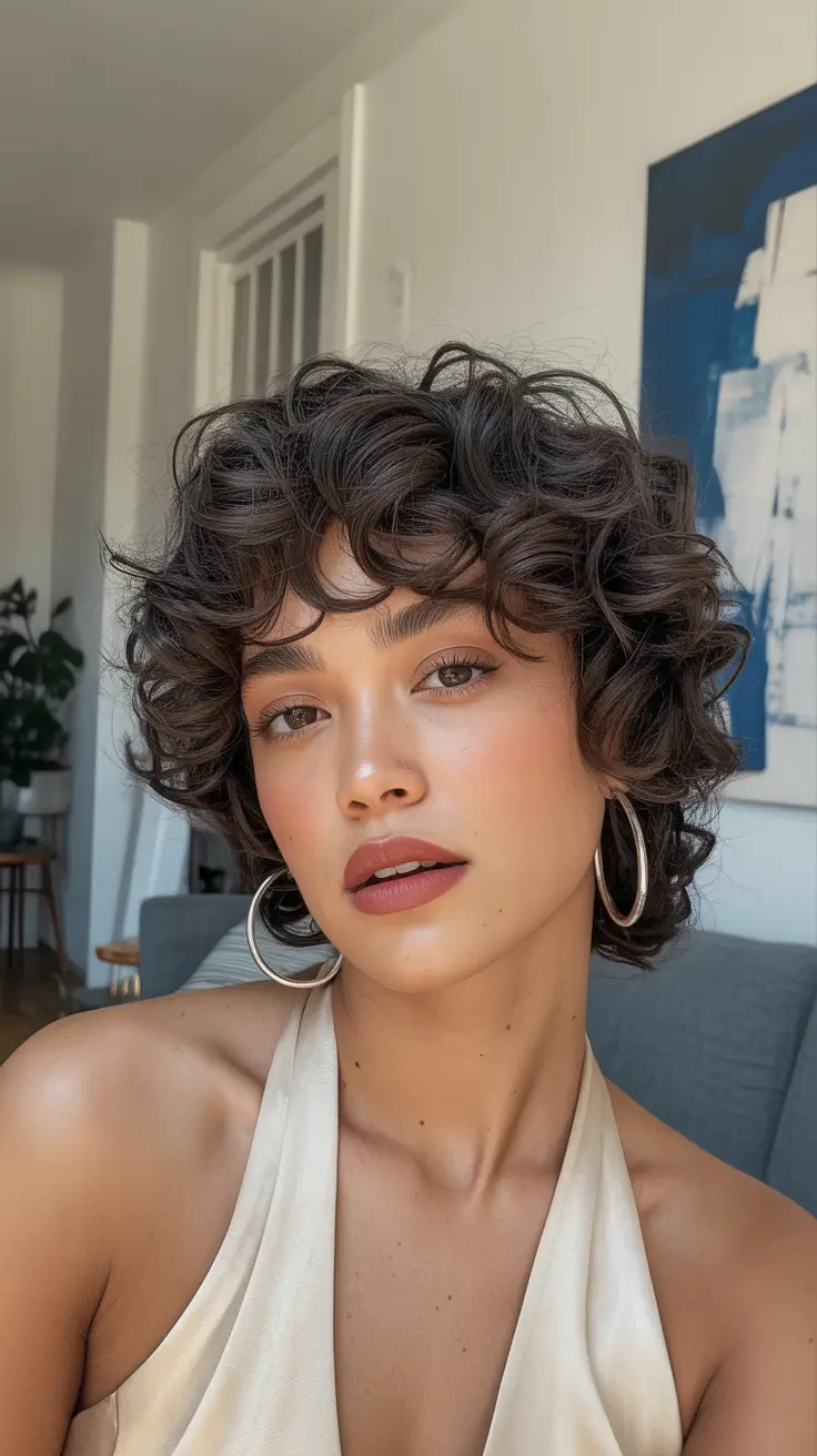 spring hair trends 2026 Playful Curly Crop With Sculpted Texture