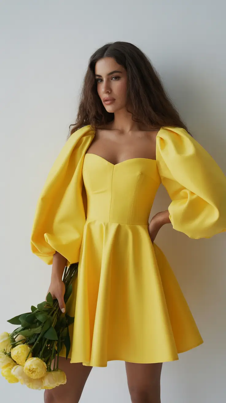 spring dress outfits 2026 Golden Bloom Drama for Bold Spring Days