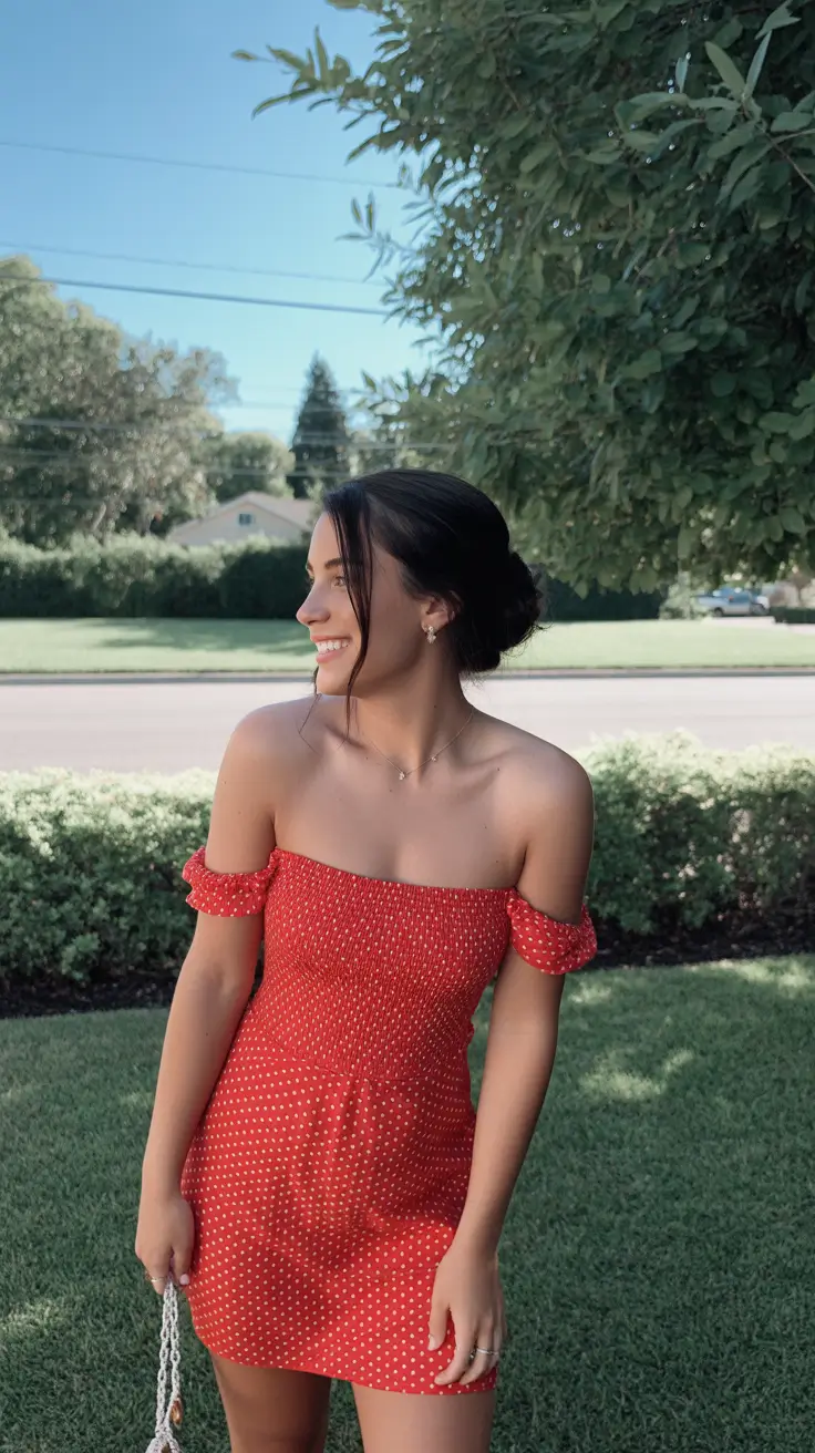 spring dress outfits 2026 Playful Scarlet Charm for Bright Spring Days