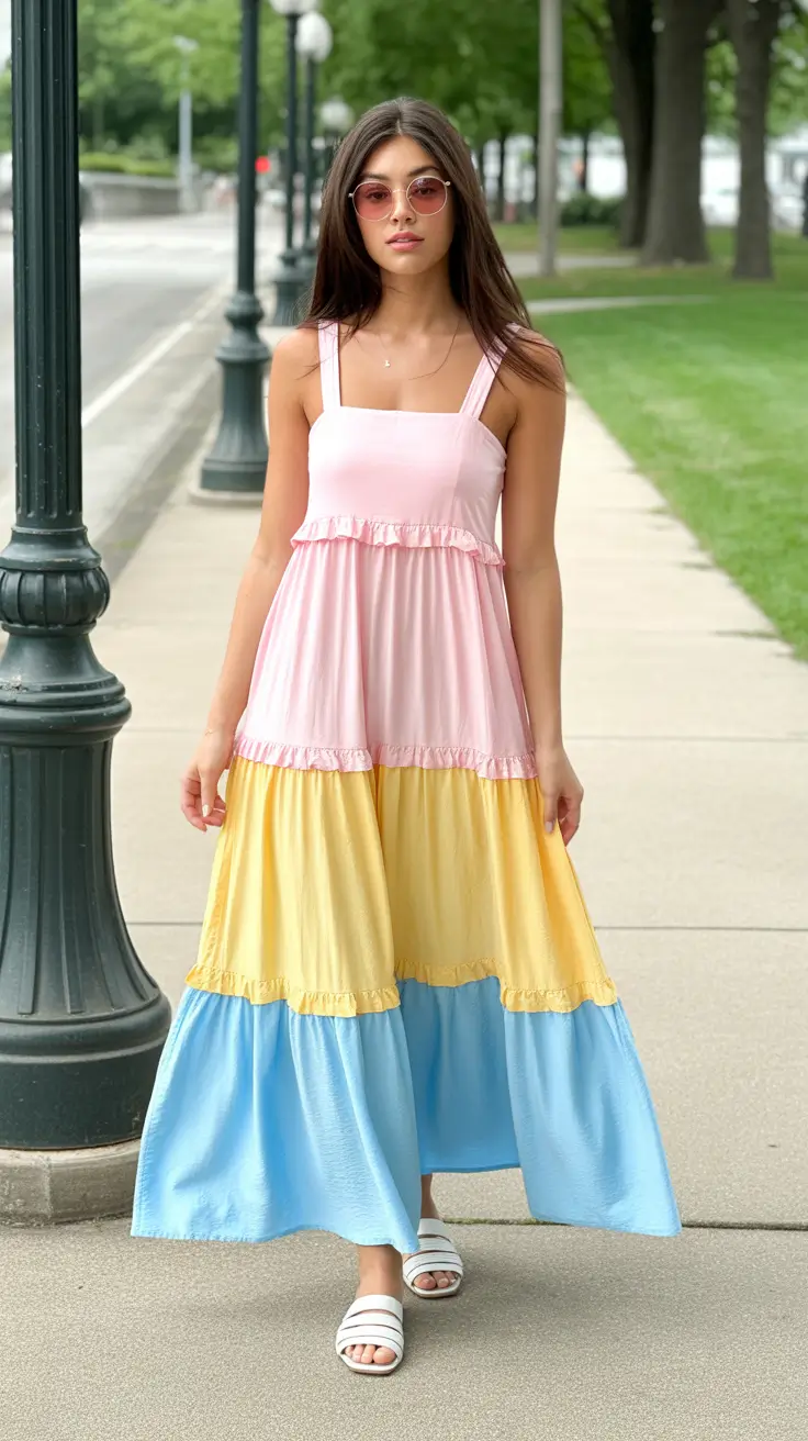 spring dress outfits 2026 Color-Block Candy Layers for Playful Spring Days