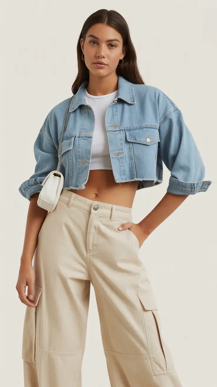 popular spring outfits 2026 trends - Cropped Denim and Utility-Inspired Neutrals