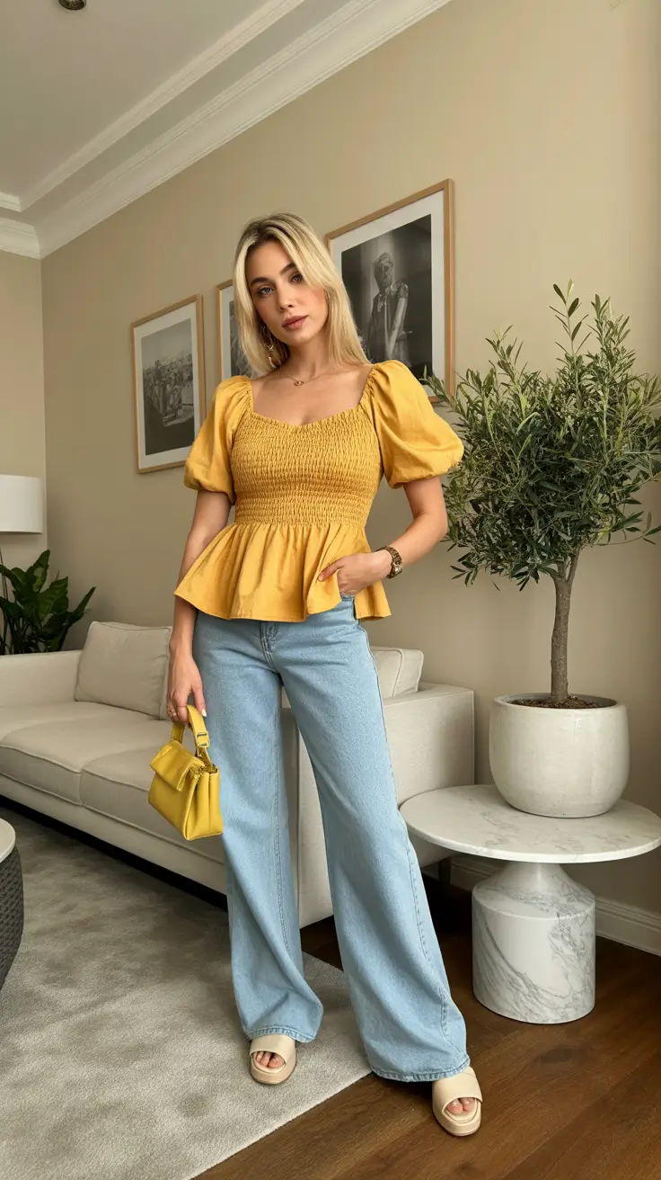 popular spring outfits 2026 trends - Sunlit Yellow and Relaxed Denim Revival