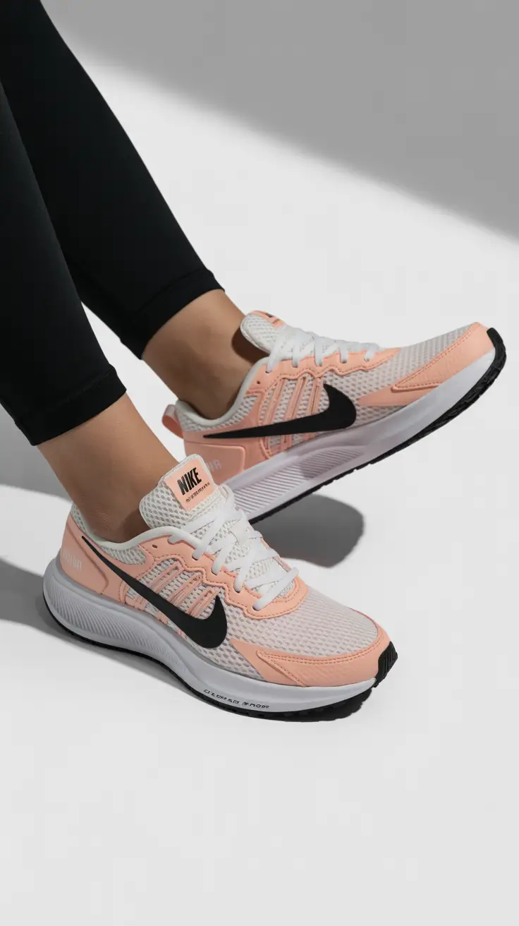 sneakers spring outfits Peach-Toned Lightness for Active Spring Moments