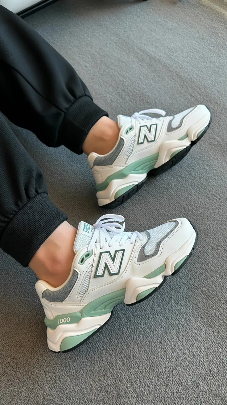 sneakers spring outfits Mint-Toned Balance with Sporty Street Comfort