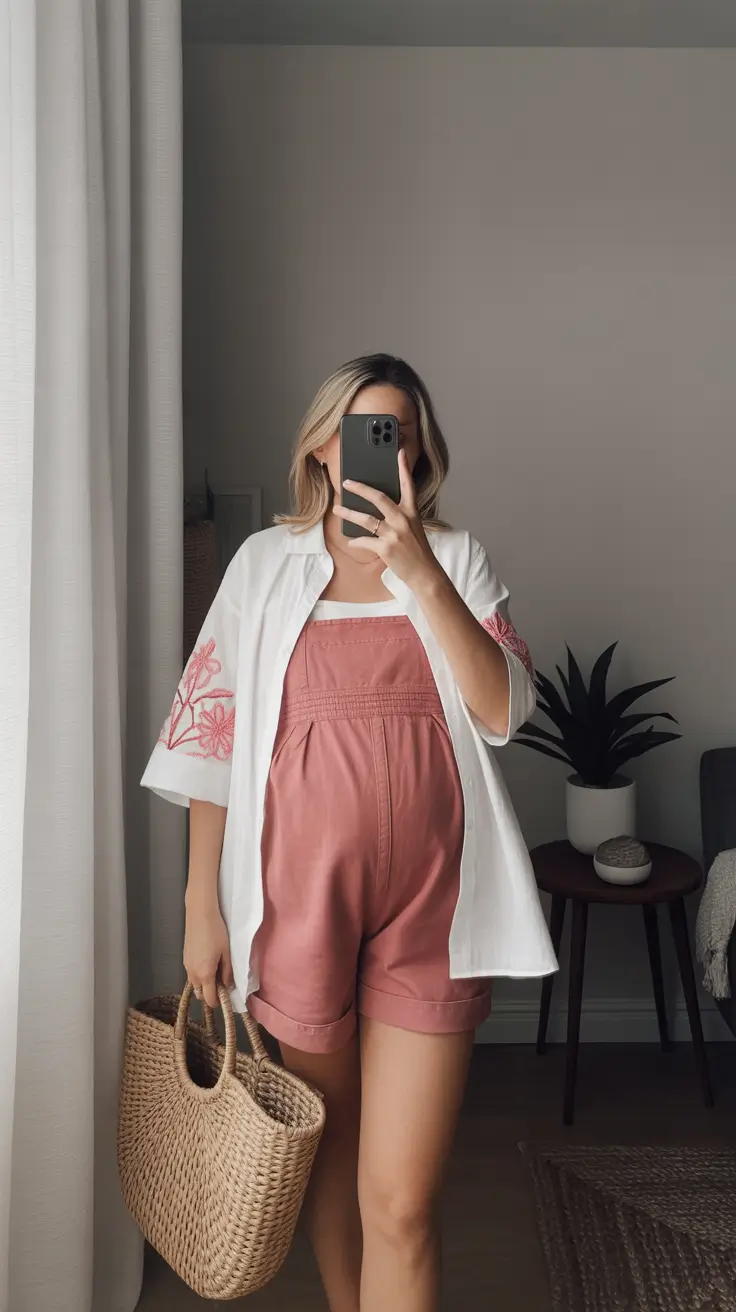 top spring outfit for pregnant women 2026 Rosy Weekend Lightness
