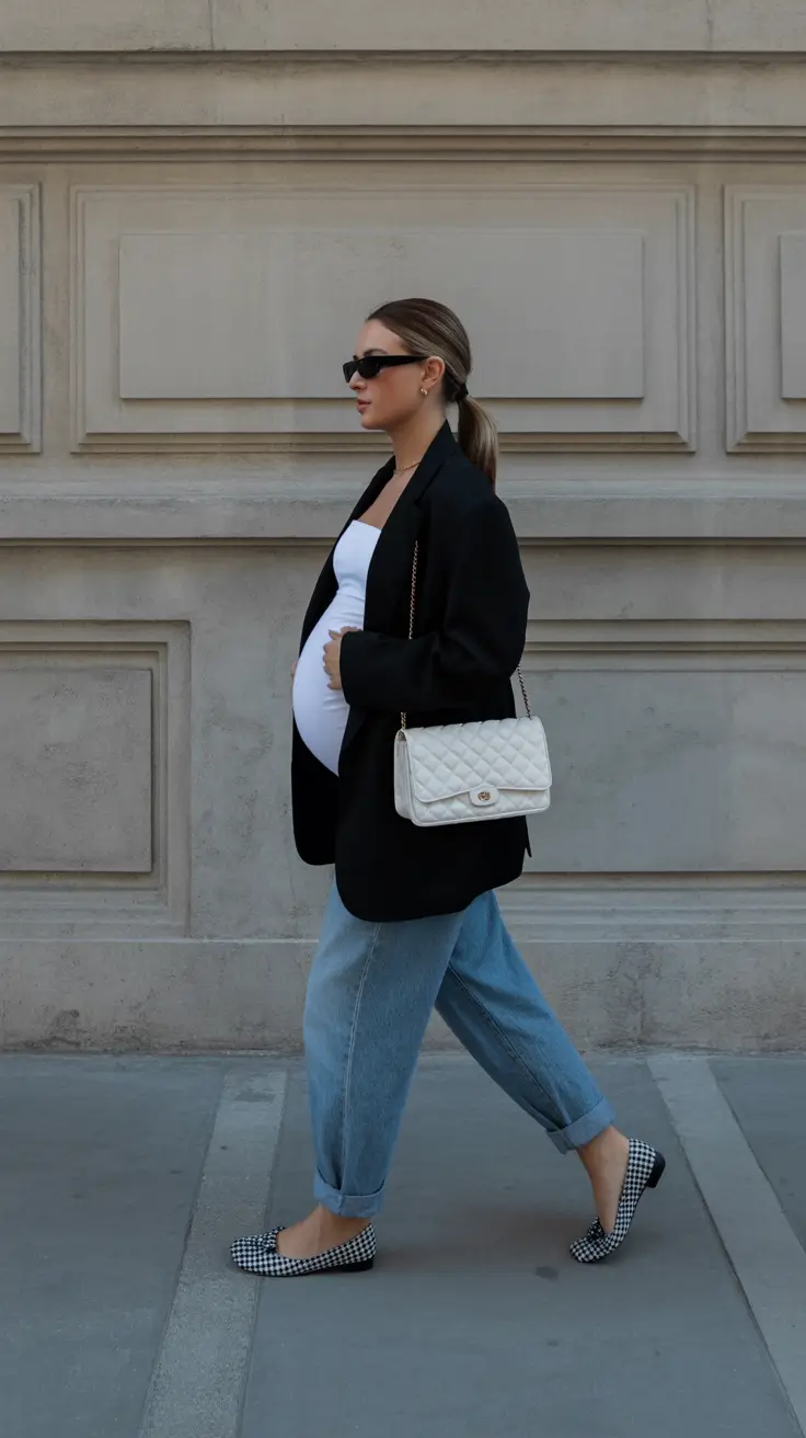 top spring outfit for pregnant women 2026 Urban Minimalist Chic