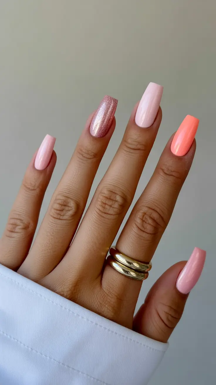 chrome spring nails 2026 Soft Pink Chrome with Modern Square Elegance