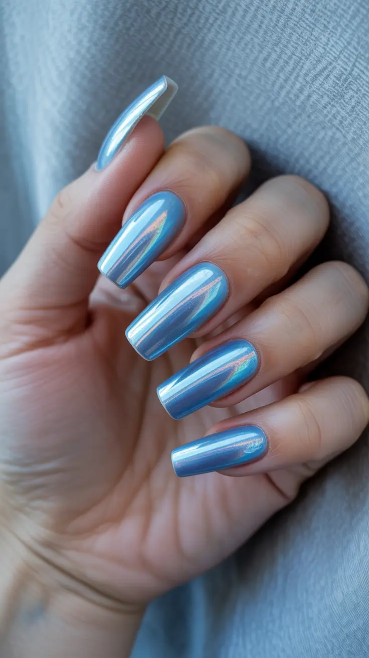 chrome spring nails 2026 Ice Blue Chrome Coffin