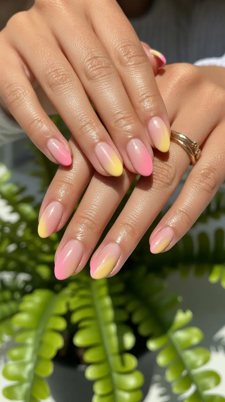 best classy spring nails 2026 Sunlit Ombre Almond Tips