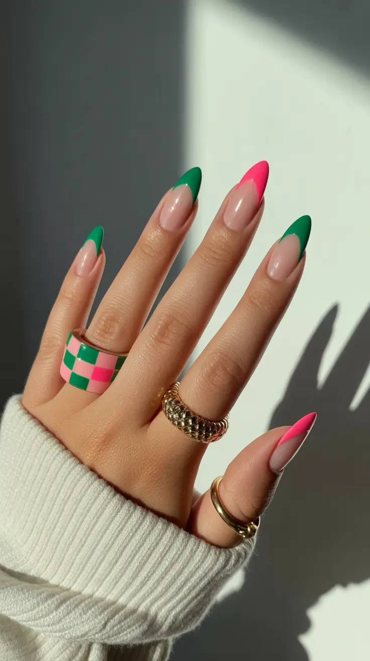 best classy spring nails 2026 Dual-Tone Almond French Pop