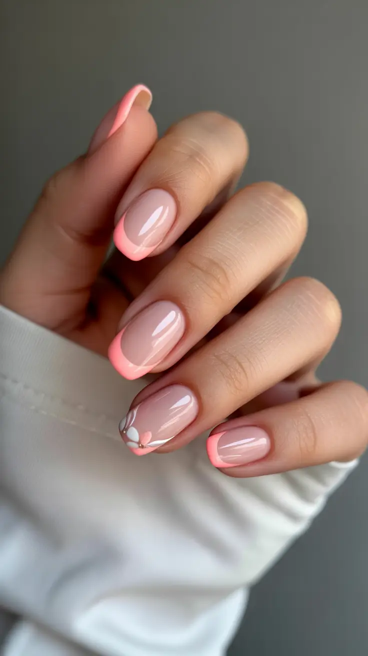 best classy spring nails 2026 Soft Coral Curved French