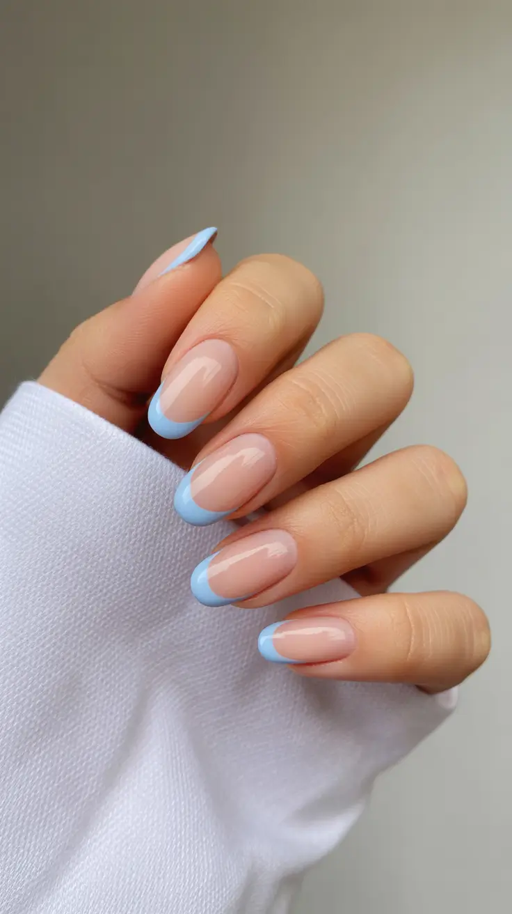 best classy spring nails 2026 Powder Blue Almond French