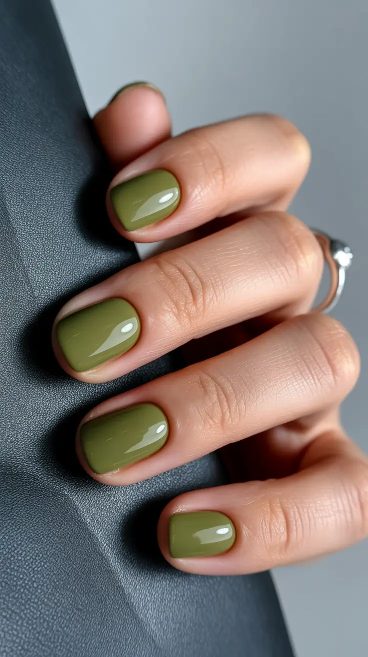 best classy spring nails 2026 Olive Gloss Short Square
