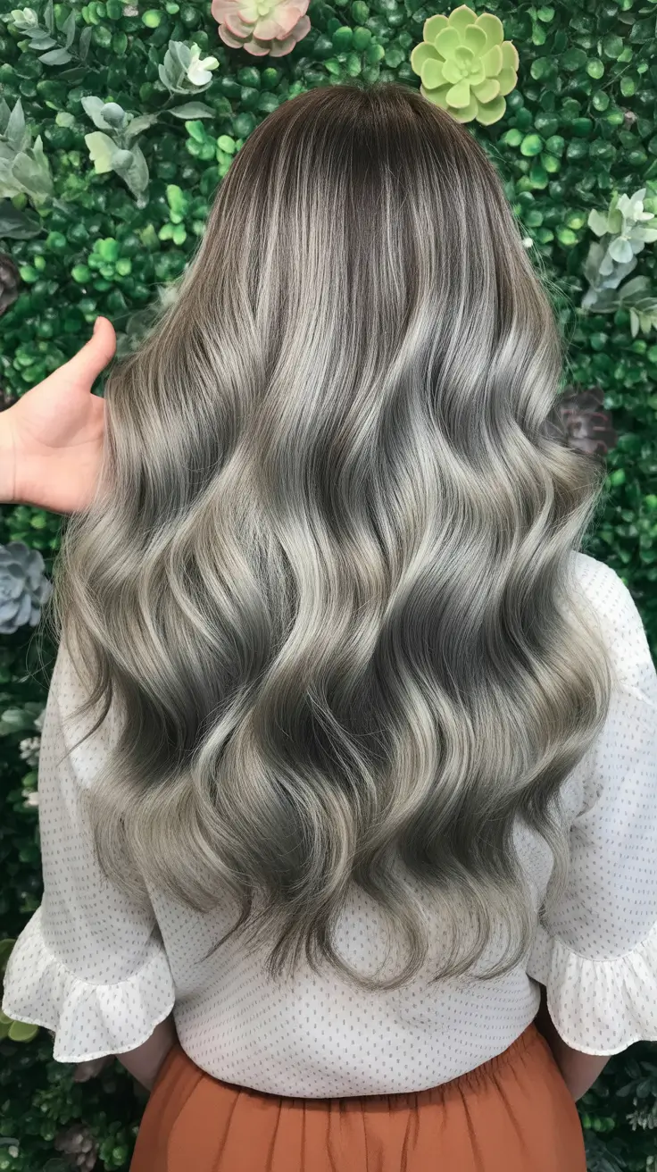 best spring long haircut trends 2026 Pearl Ash Melt With Long Sculpted Waves