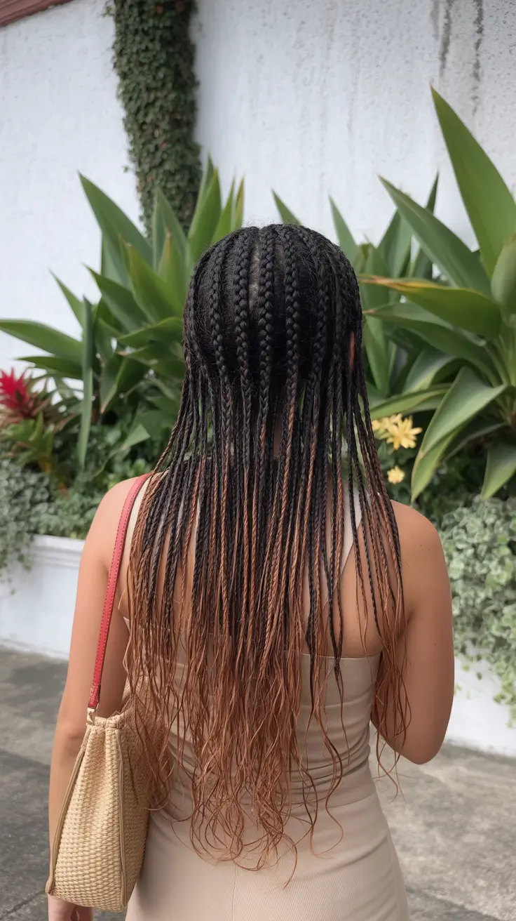 best spring long haircut trends 2026 Ombre Micro Braids With Extended Length