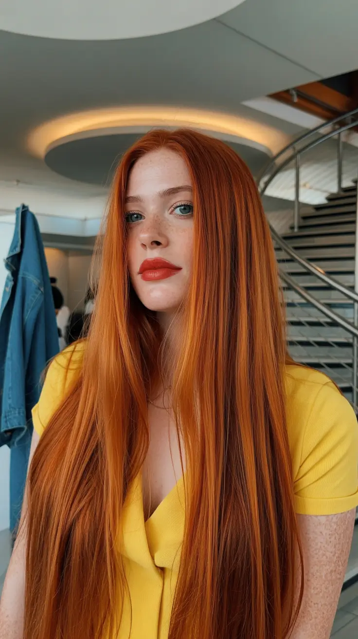 best spring long haircut trends 2026 Molten Copper Ultra Long Glass Hair