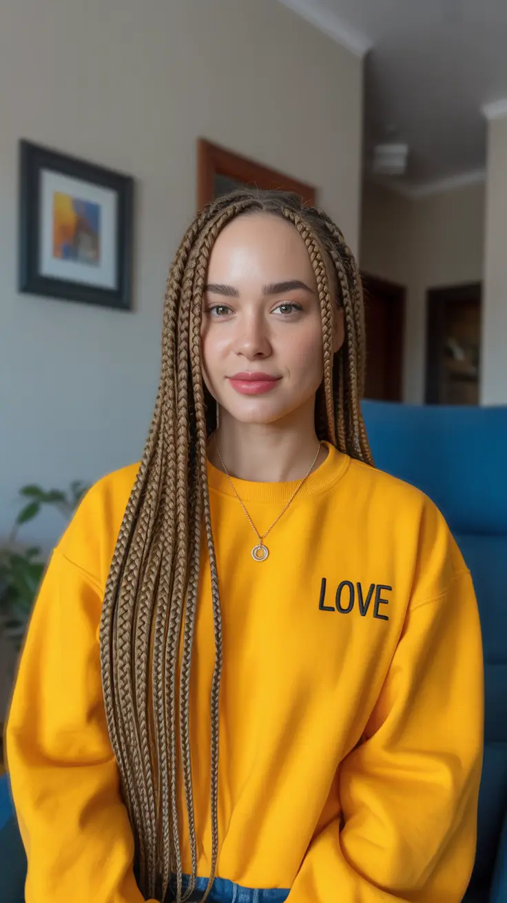 best spring long haircut trends 2026 Waist-Length Micro Braids With Defined Parting