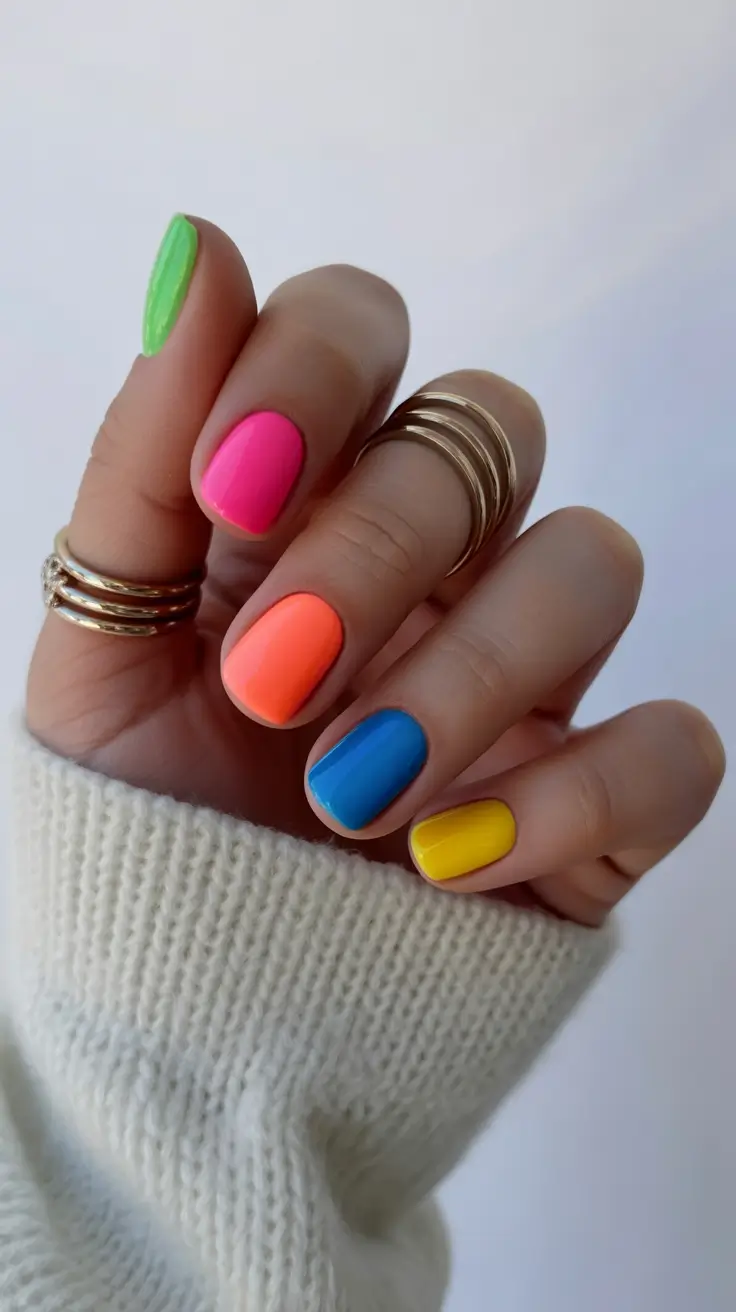 best spring nails square 2026 Bright Pop Color Block Square