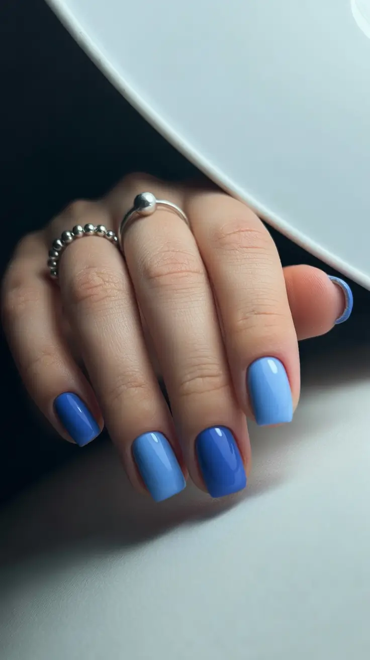 best spring nails square 2026 Soft Blue Duo Gloss Square