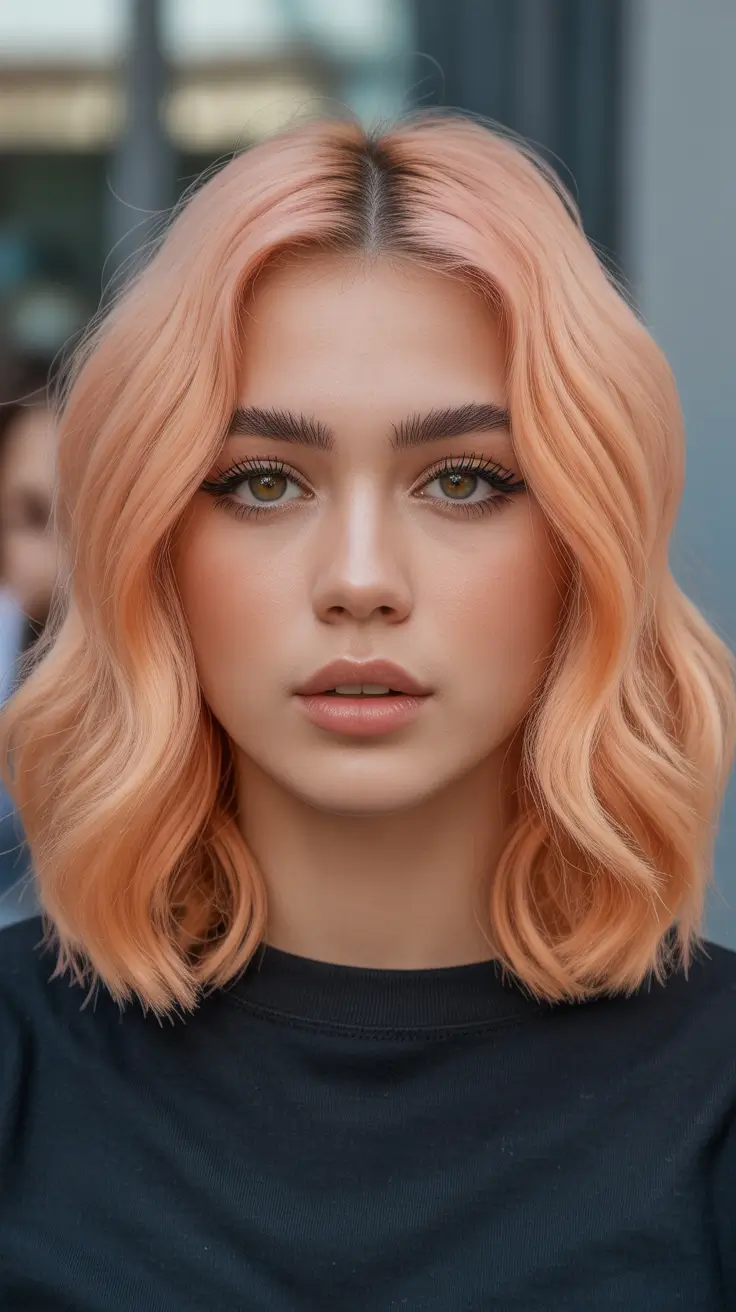 best spring short haircut ideas 2026 Peach Melt Textured Lob