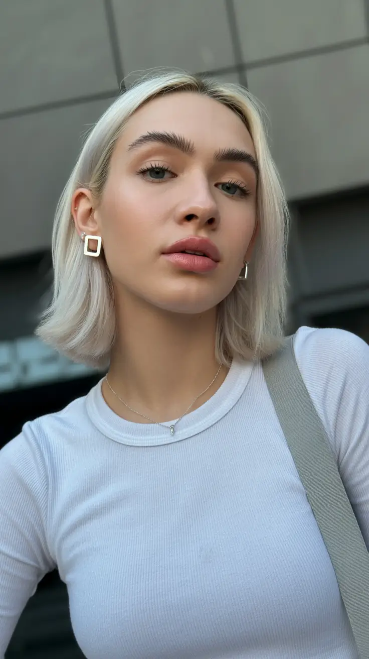 best spring short haircut ideas 2026 Soft Scandinavian Blonde Micro Bob