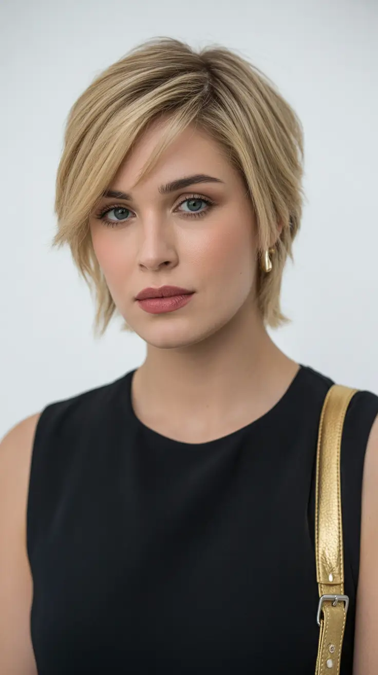 best spring short haircut ideas 2026 Layered Honey Blonde Short Shag